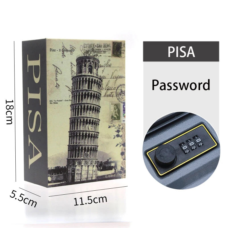 Book Metal Diversion Safe with Password Lock Key Lock Box