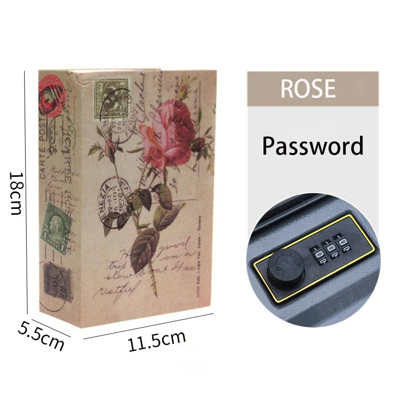 Book Metal Diversion Safe with Password Lock Key Lock Box