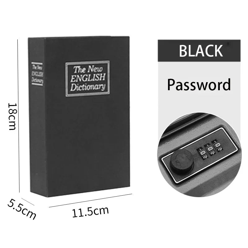 Book Metal Diversion Safe with Password Lock Key Lock Box