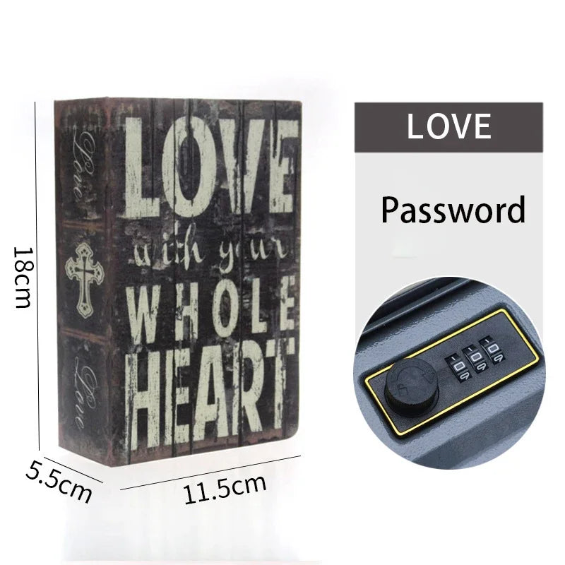 Book Metal Diversion Safe with Password Lock Key Lock Box