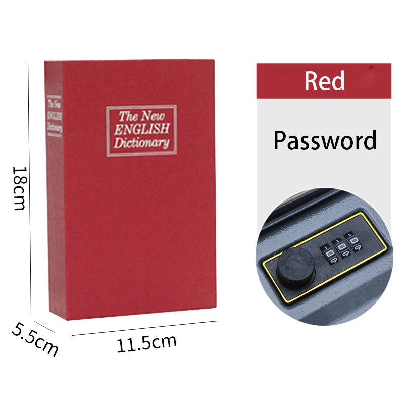 Book Metal Diversion Safe with Password Lock Key Lock Box