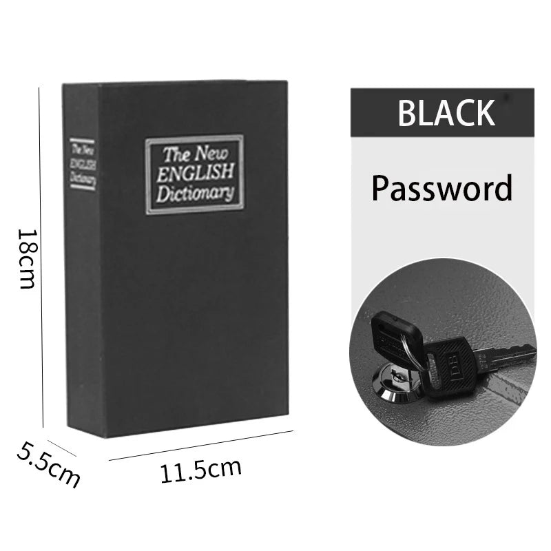 Book Metal Diversion Safe with Password Lock Key Lock Box