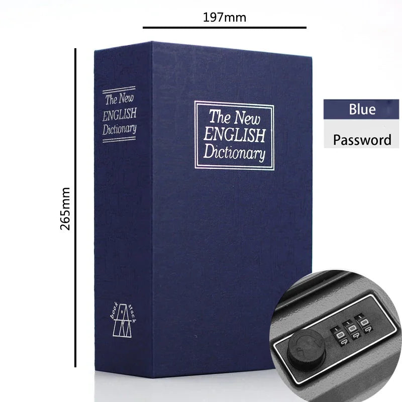Book Metal Diversion Safe with Password Lock Key Lock Box