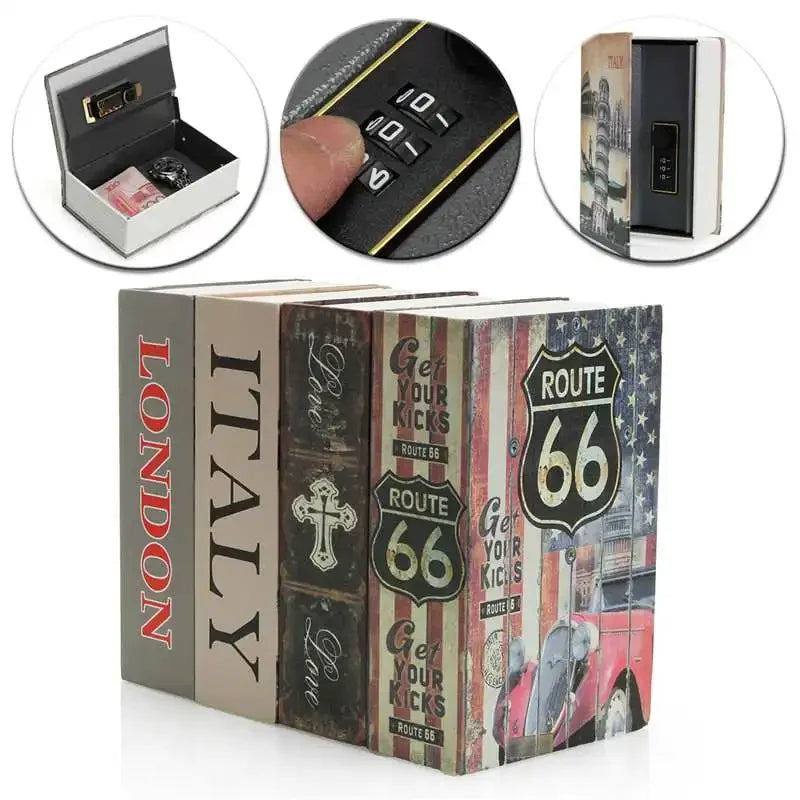 Book Metal Diversion Safe with Password Lock Key Lock Box