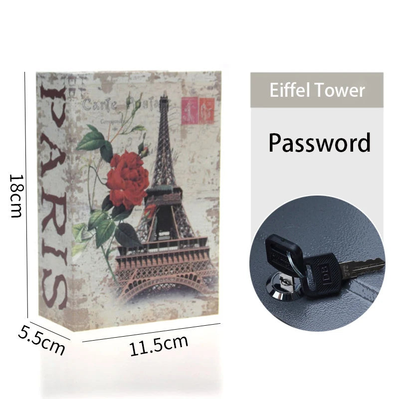 Book Metal Diversion Safe with Password Lock Key Lock Box