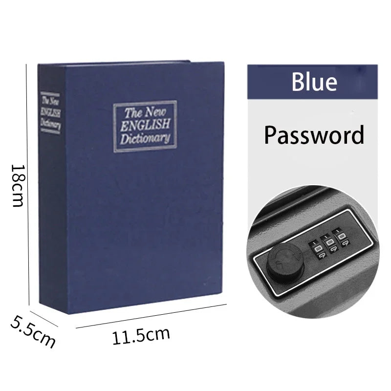 Book Metal Diversion Safe with Password Lock Key Lock Box