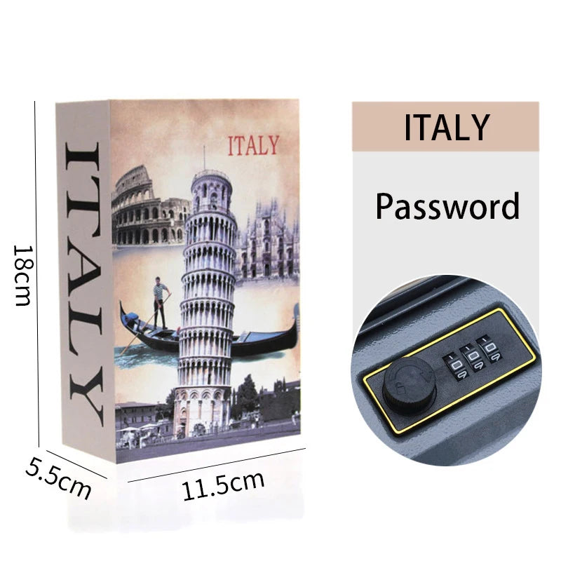 Book Metal Diversion Safe with Password Lock Key Lock Box