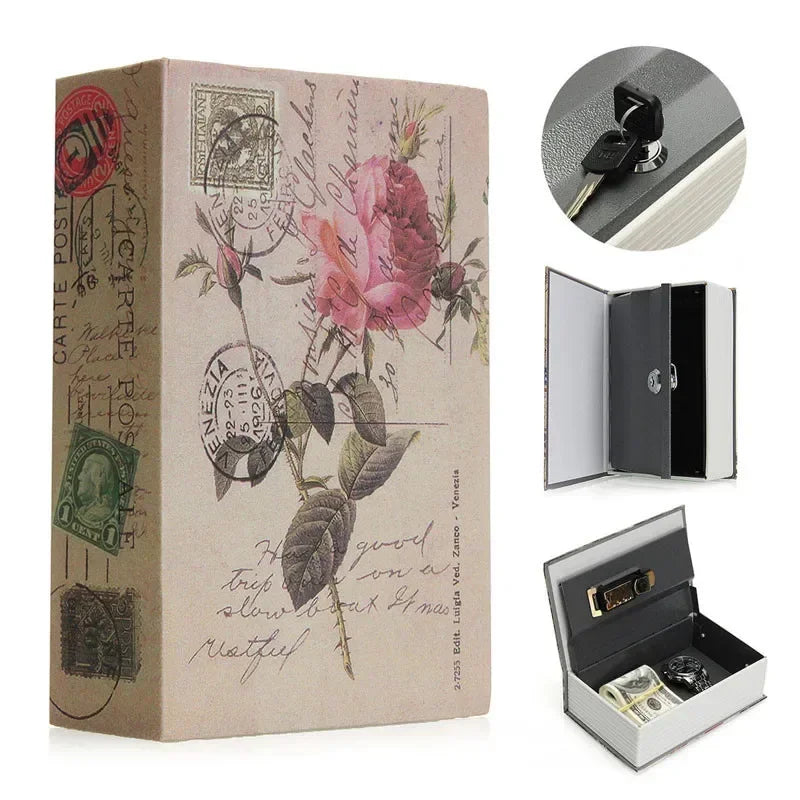 Book Metal Diversion Safe with Password Lock Key Lock Box