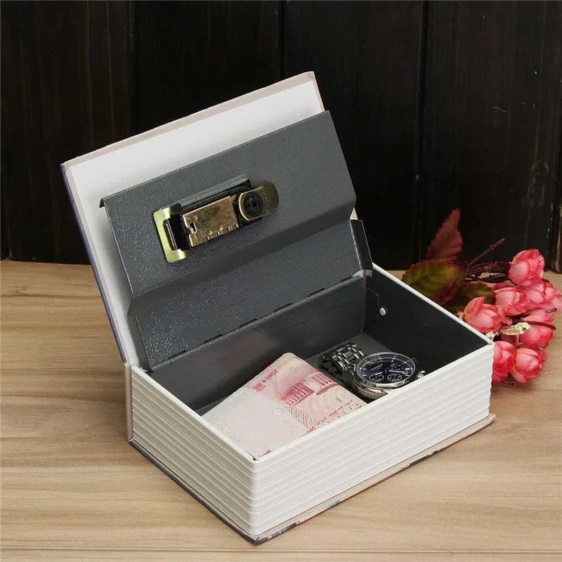Book Metal Diversion Safe with Password Lock Key Lock Box