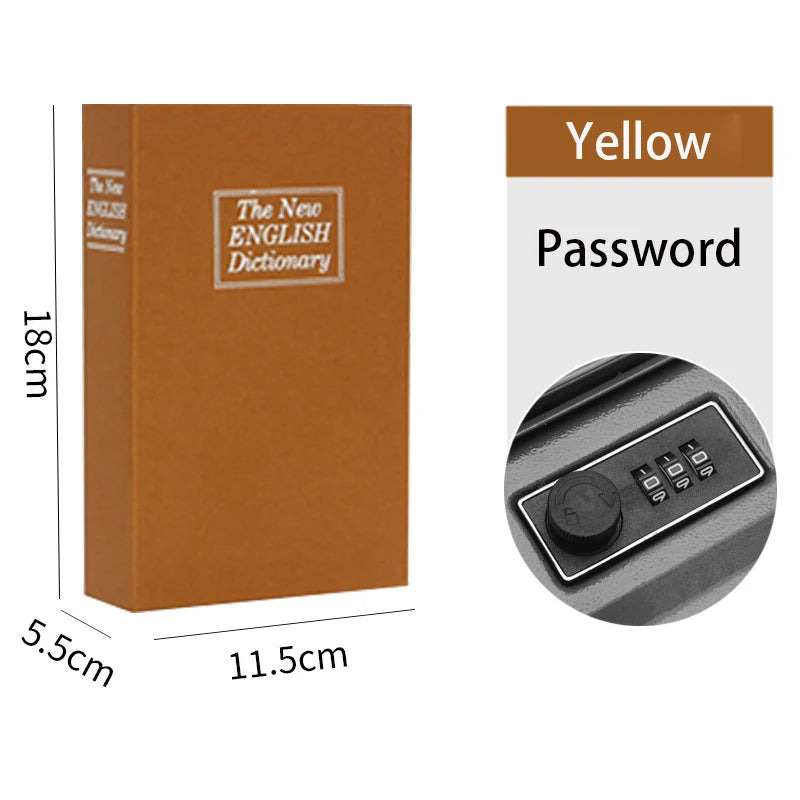 Book Metal Diversion Safe with Password Lock Key Lock Box