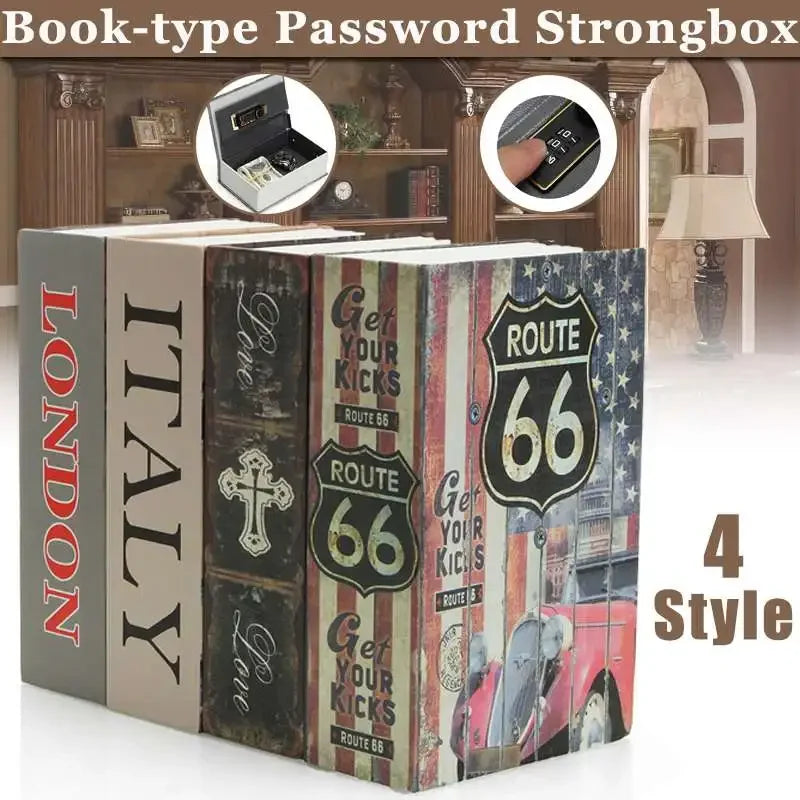 Book Metal Diversion Safe with Password Lock Key Lock Box
