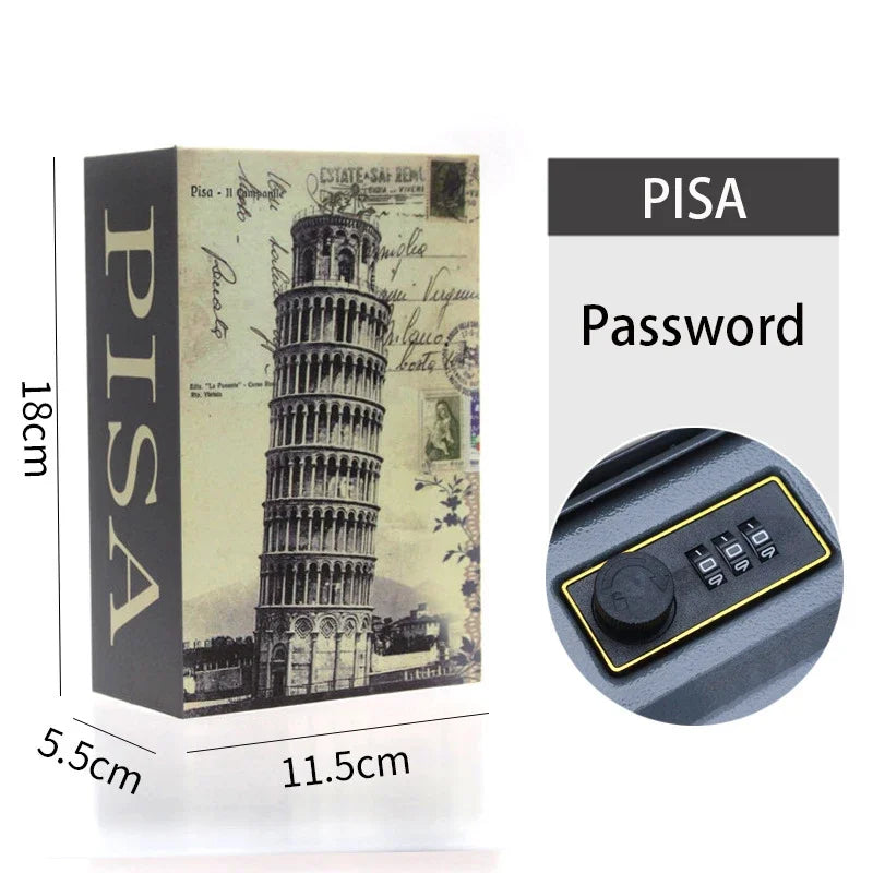 Book Metal Diversion Safe with Password Lock Key Lock Box
