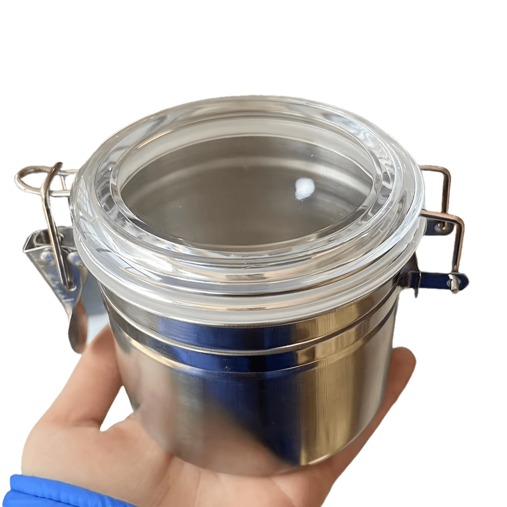 1pc Airtight Smell-Proof Stash Jar with Transparent Lid - Durable Stainless Steel Moisture-Resistant