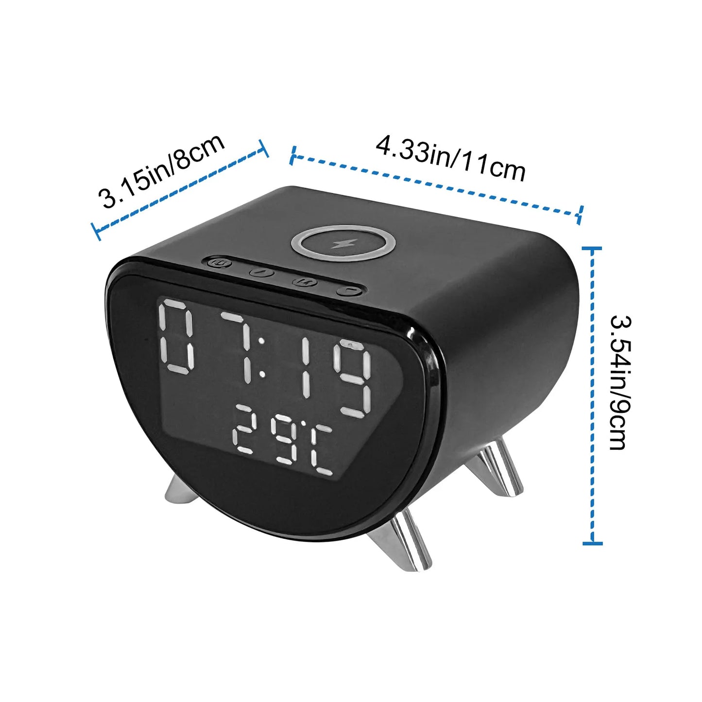 4K HD Mini Camera Clock plus Wireless Charging, Remote View, Motion Detection