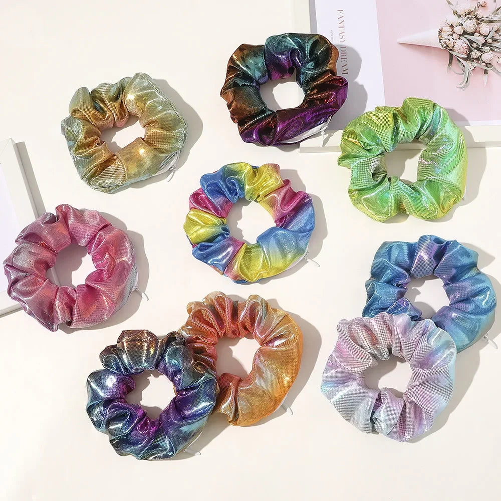 Diversion Rainbow Hair Tie/Scrunchie With Zipper Stash Pocket