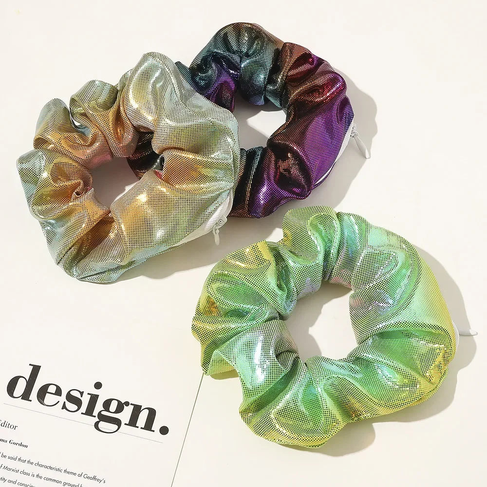 Diversion Rainbow Hair Tie/Scrunchie With Zipper Stash Pocket