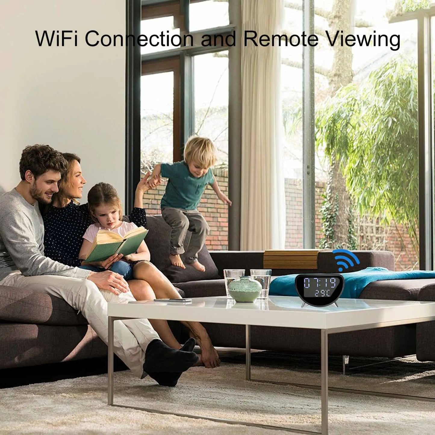 4K HD Mini Camera Clock plus Wireless Charging, Remote View, Motion Detection