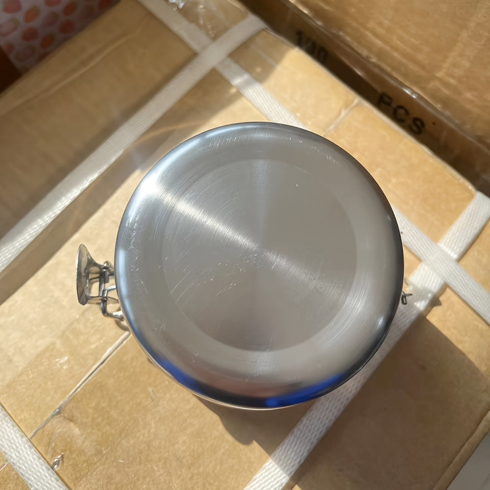 1pc Airtight Smell-Proof Stash Jar with Transparent Lid - Durable Stainless Steel Moisture-Resistant