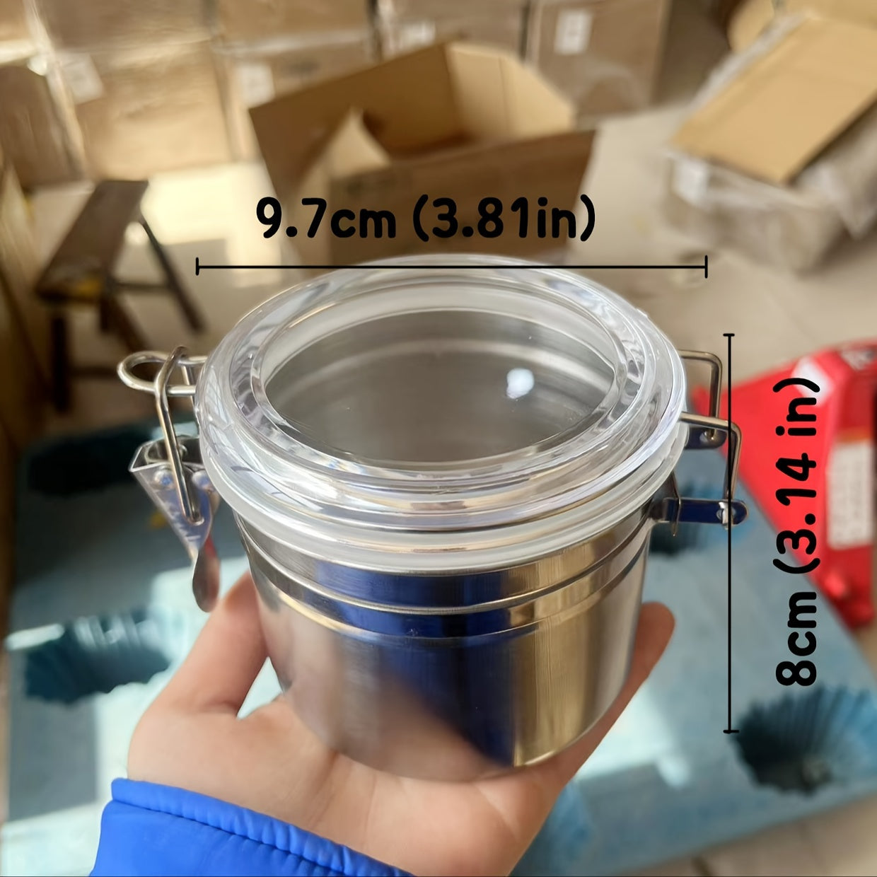 1pc Airtight Smell-Proof Stash Jar with Transparent Lid - Durable Stainless Steel Moisture-Resistant