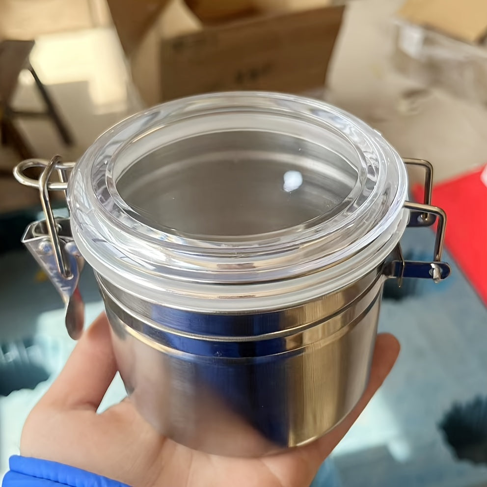 1pc Airtight Smell-Proof Stash Jar with Transparent Lid - Durable Stainless Steel Moisture-Resistant
