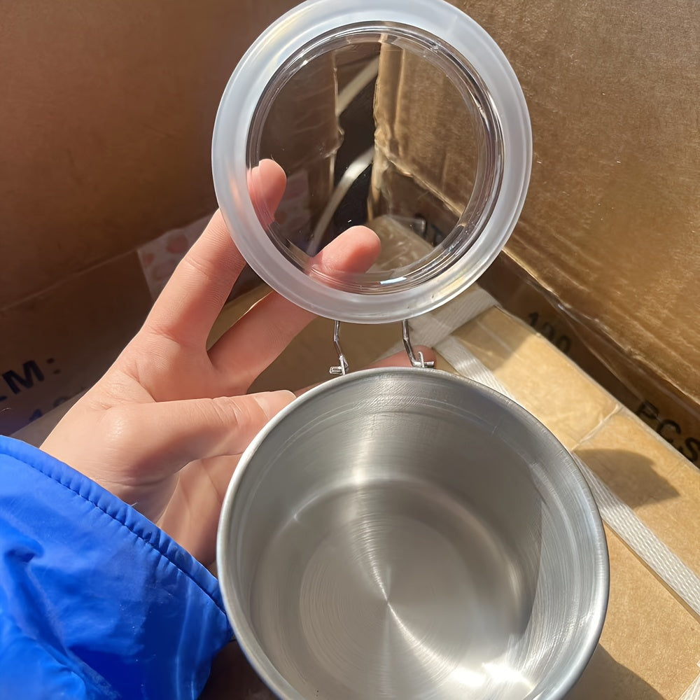 1pc Airtight Smell-Proof Stash Jar with Transparent Lid - Durable Stainless Steel Moisture-Resistant